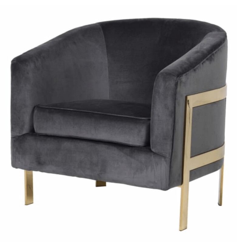 Gold Frame Velvet Club Chair