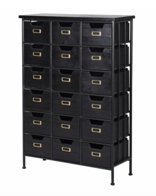 Tall Black Multi Drawer Cabinet
