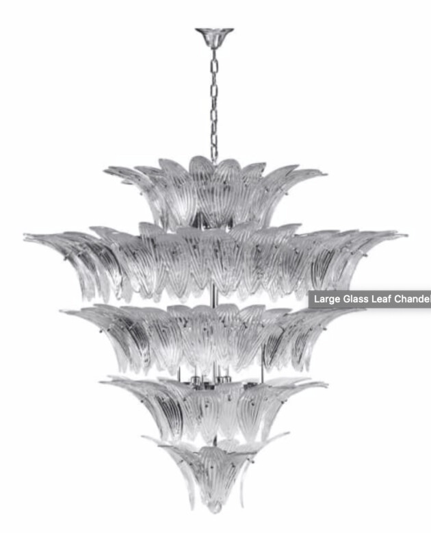 Large Glass Leaf Chandelier