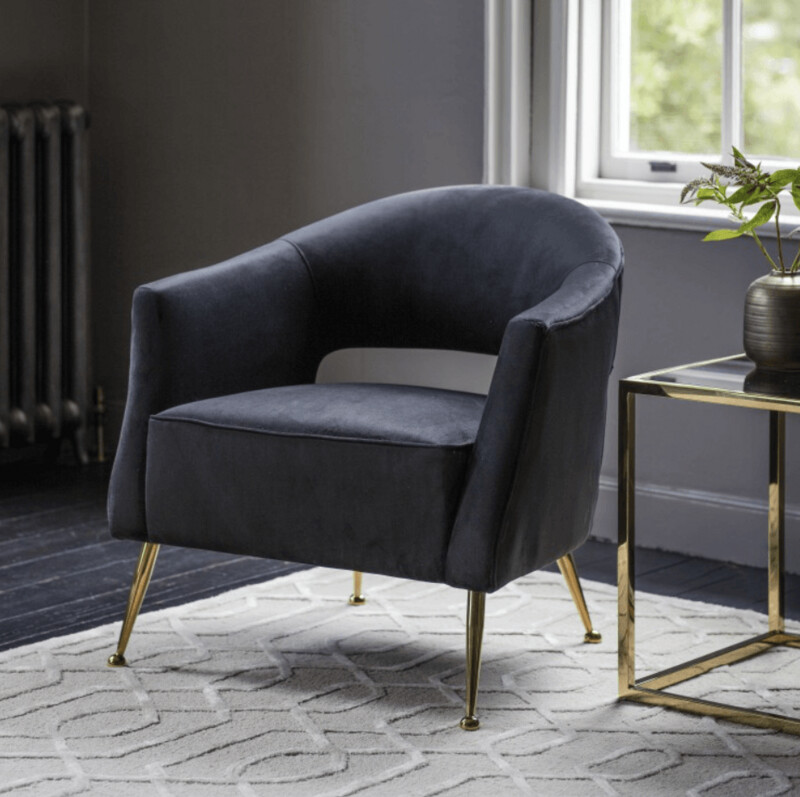 Barletta Armchair Black Velvet
