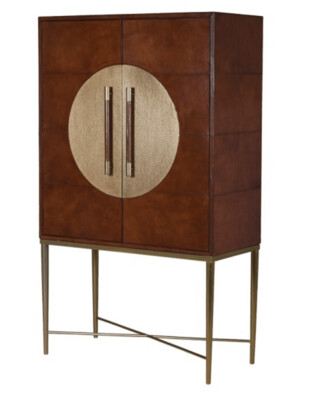 Leather Gold Wine Cabinet