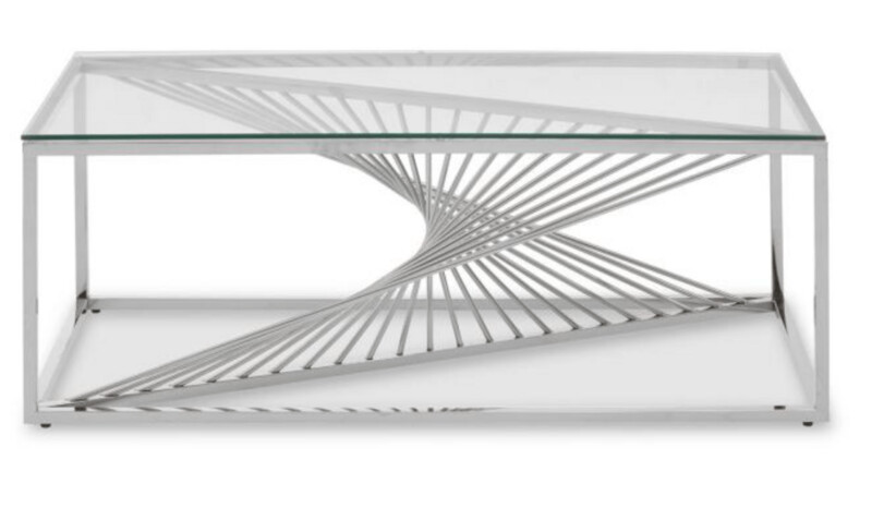 AMELLA COFFEE TABLE WITH SILVER FINISH FRAME
