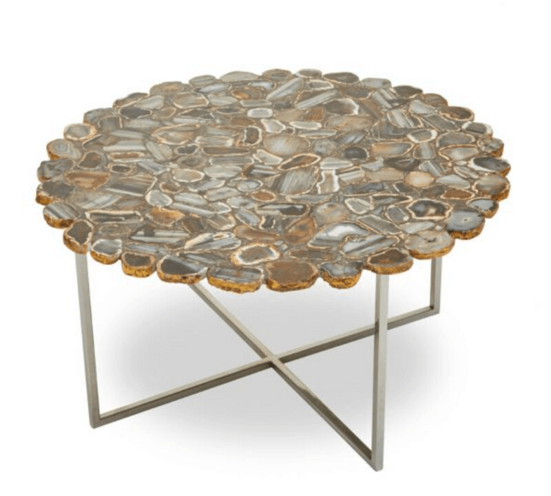 AGATE COFFEE TABLE WITH CROSS BASE