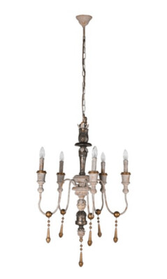 5 Arm White and Grey Chandelier