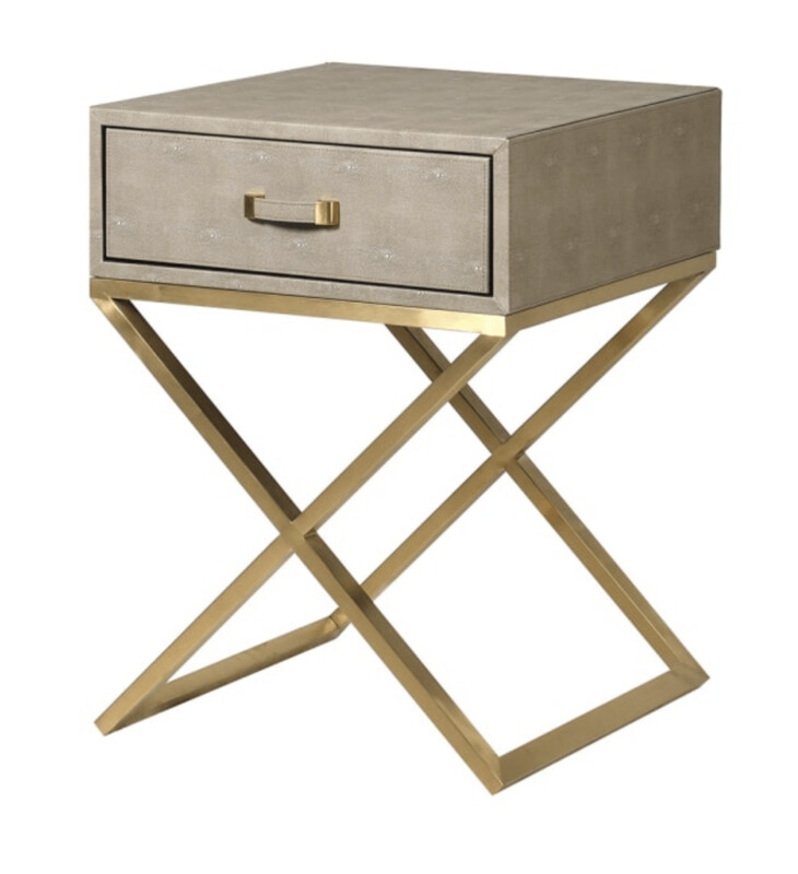 Maxim Sage Faux Shagreen 1 Drawer Bedside