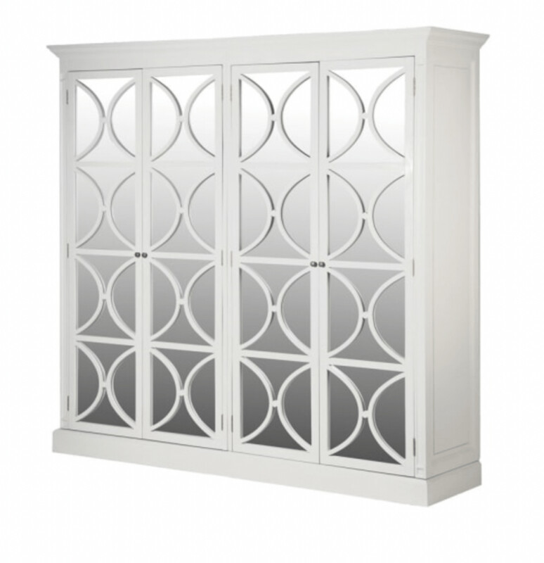 White Fayence 4 Drawer Mirrored Wardrobe