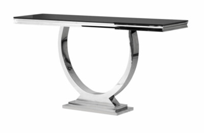 Black Glass Top Modern Console Table