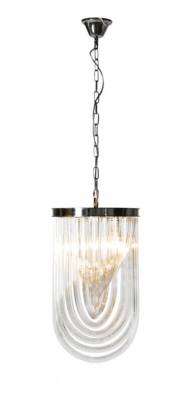 Medium Curved Art Deco Glass Chandelier