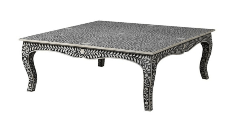 Black and White Bone Inlay Coffee Table