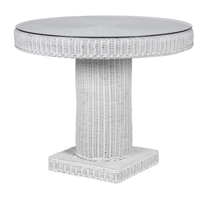 Maldivas White Rattan Round Side Table