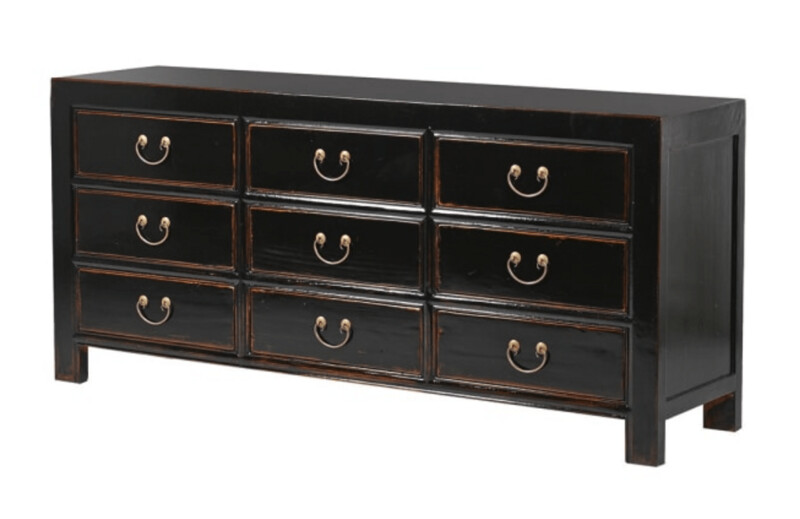 Shanxi Black 9 Drawer Sideboard
