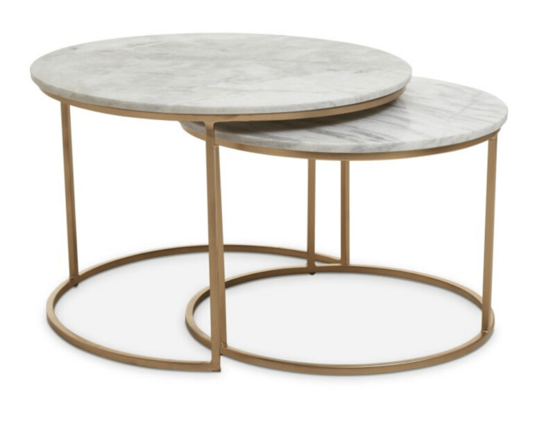 Mandoli Nest Of 2 White Marble Coffee Tables