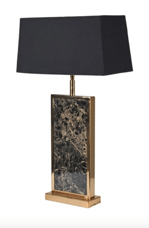 Marble Effect Black and Gold Lamp with Shade