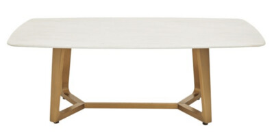 MODA WHITE MARBLE COFFEE TABLE WITH BRUSHED GOLD BASE