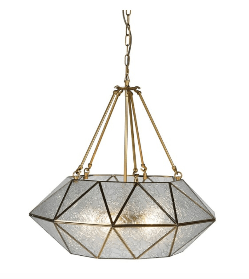 Large Diamond Glass and Gold Chandelier