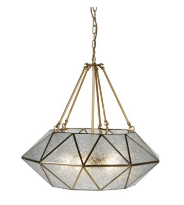 Large Diamond Glass and Gold Chandelier