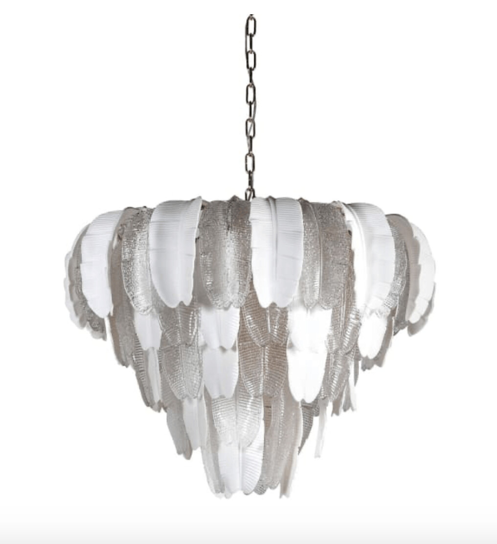 White and Clear Leaf 5 Tier Chandelier
