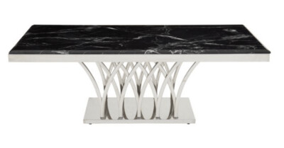 ARENZA BLACK MARBLE AND SILVER COFFEE TABLE.
