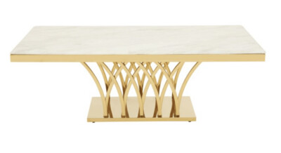ARENZA WHITE MARBLE AND TITAN GOLD COFFEE TABLE