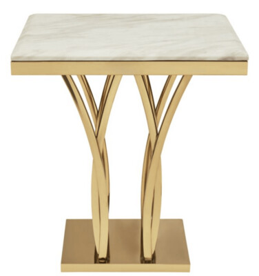 ARENZA WHITE MARBLE AND TITAN GOLD SIDE TABLE