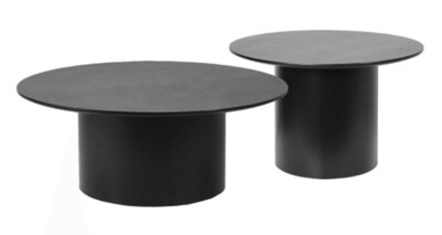 Set of 2 Black Round Tables
