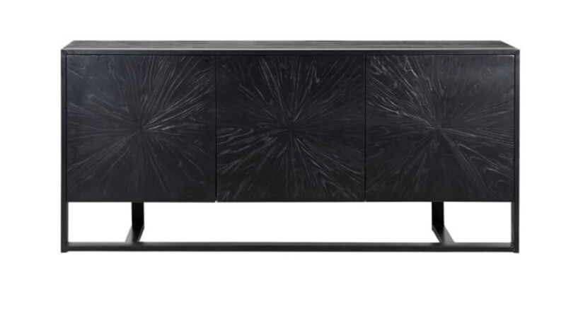Black 3 Door Sunburst Sideboard