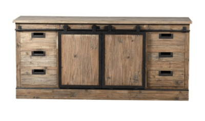 Old Pine 6 Drawer Sideboard with Double Sliding Doors