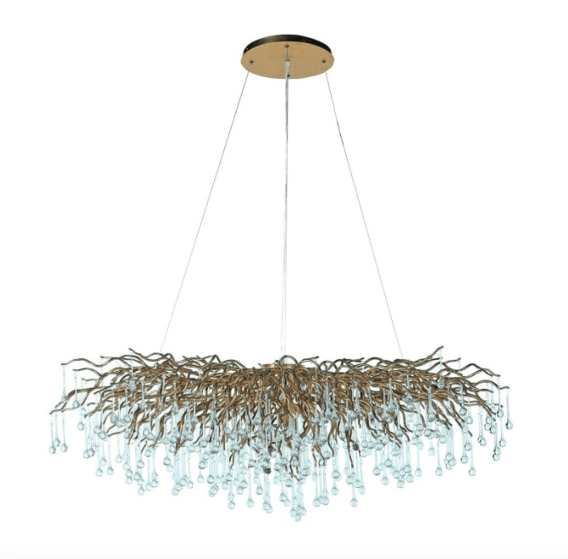 Hand Drawn Aqua Droplet Branch Chandelier
