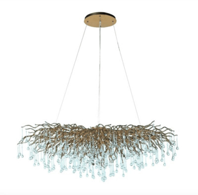 Hand Drawn Aqua Droplet Branch Chandelier