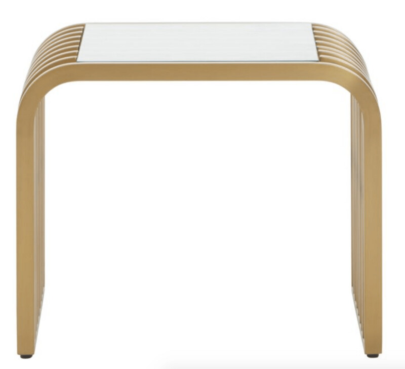 VOGUE MATTE GOLD SLATTED END TABLE