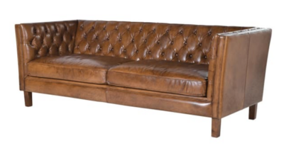 Italian Leather Buttoned 3 Seater Sofa