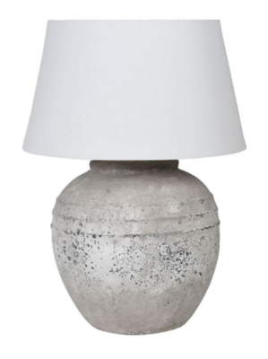 Distressed Grey Terracotta Table Lamp with Linen Shade