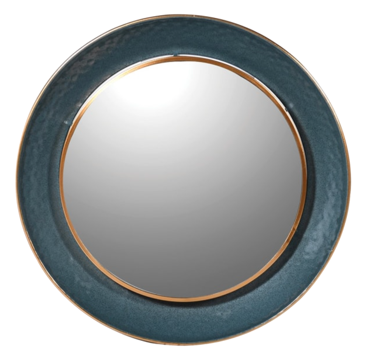 Teal Edge Round Wall Mirror