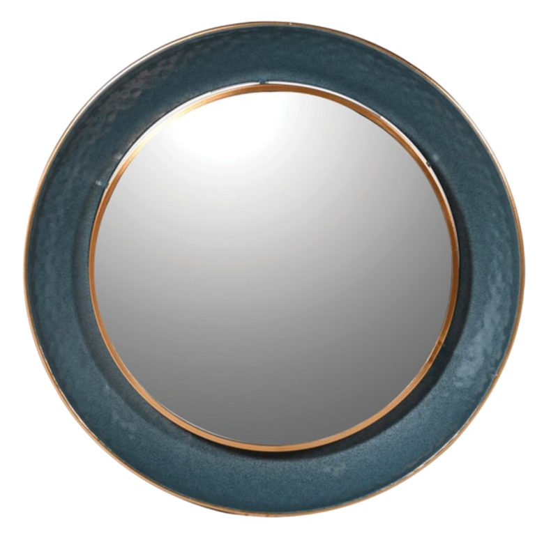 Teal Edge Round Wall Mirror