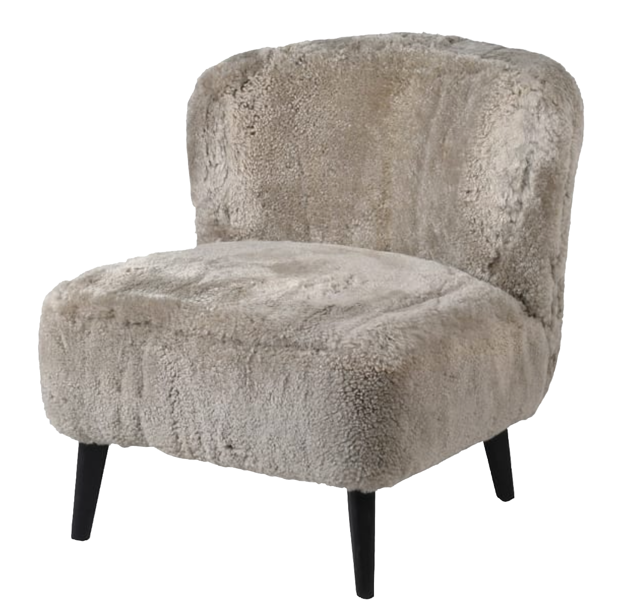 Taupe Lambs Wool Slipper Chair