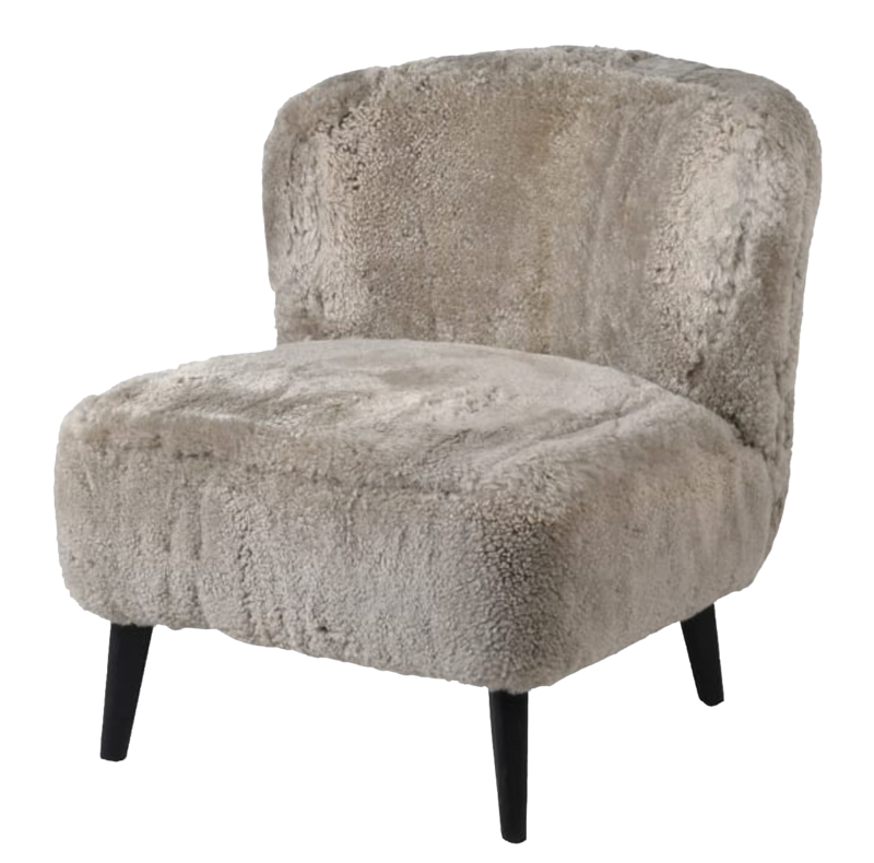 Taupe Lambs Wool Slipper Chair