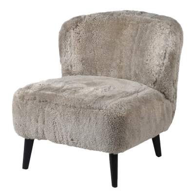 Taupe Lambs Wool Slipper Chair
