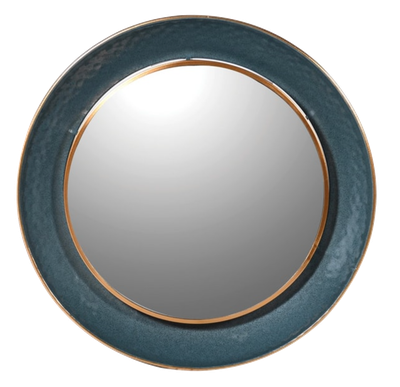 Teal Edge Round Wall Mirror
