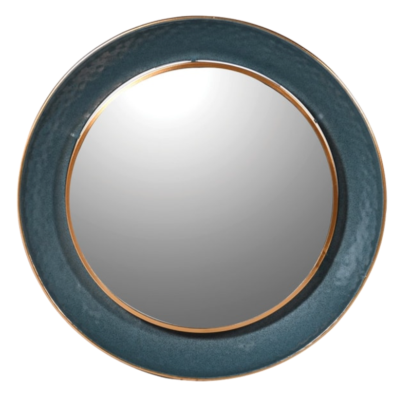 Teal Edge Round Wall Mirror