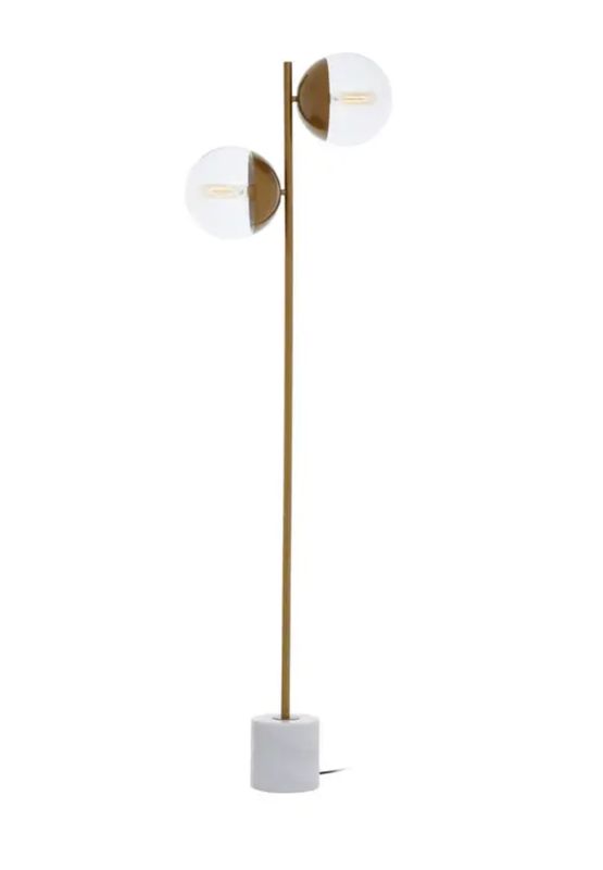 REVIVE TWO LIGHT GOLD FINISH FLOOR LAMP