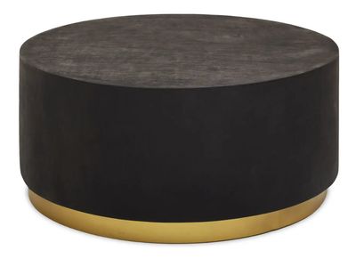 NARO BLACK AND GOLD CONCRETE LOOK COFFEE TABLE