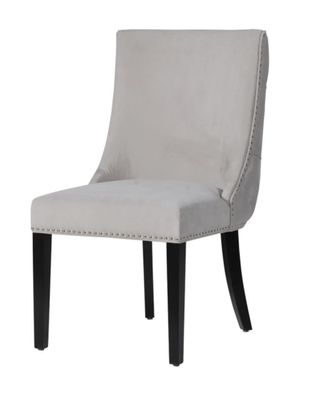 Grey Chrome Studded Button Back Chair