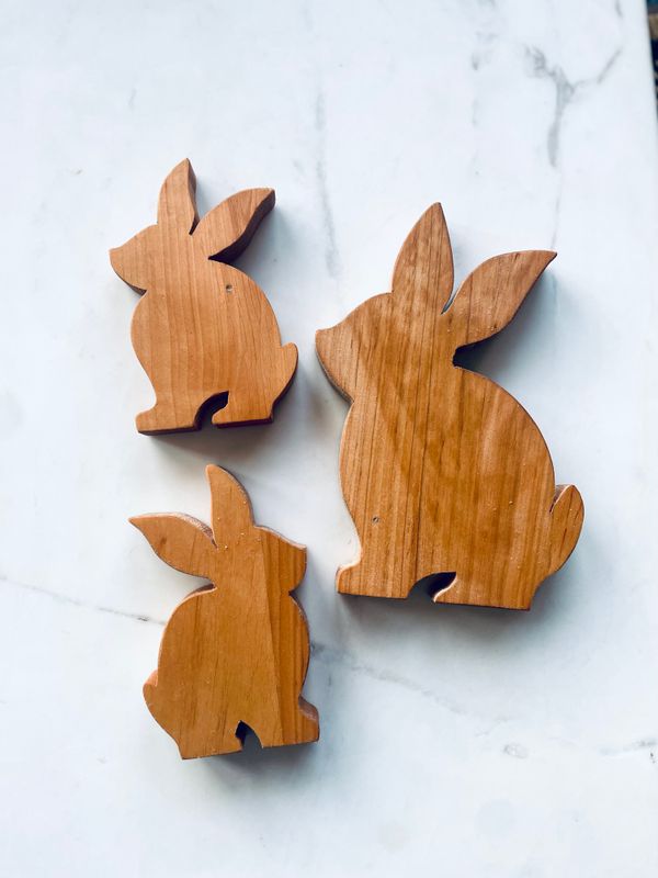 Zające 3 sztuki - olcha 2x12,5 cm i 18 cm