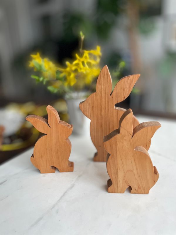 Zające 3 sztuki - olcha 2x12,5 cm i 18 cm