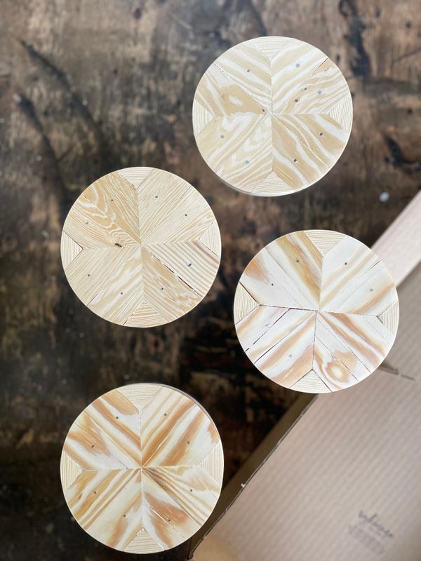 Zestaw Kreatywny 4x Okrągłe Podkładki DIY 12 cm  - Surowe - Sosna