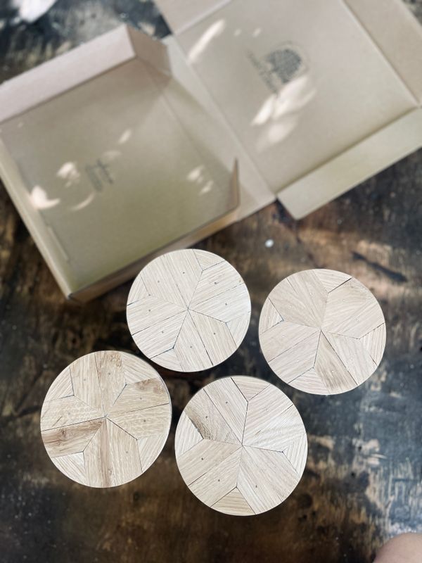 Zestaw Kreatywny 4x Okrągłe Podkładki DIY 12 cm  - Surowe - DĄB