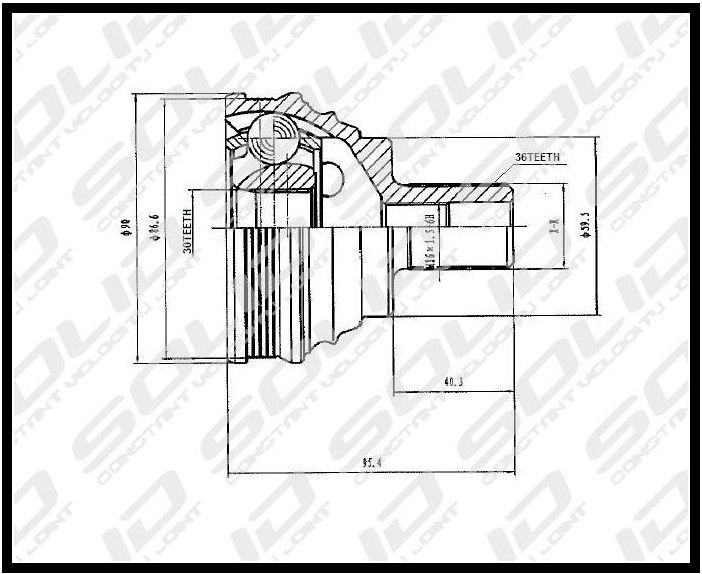 CV Joint Outer SOLID Audi A3 90MM