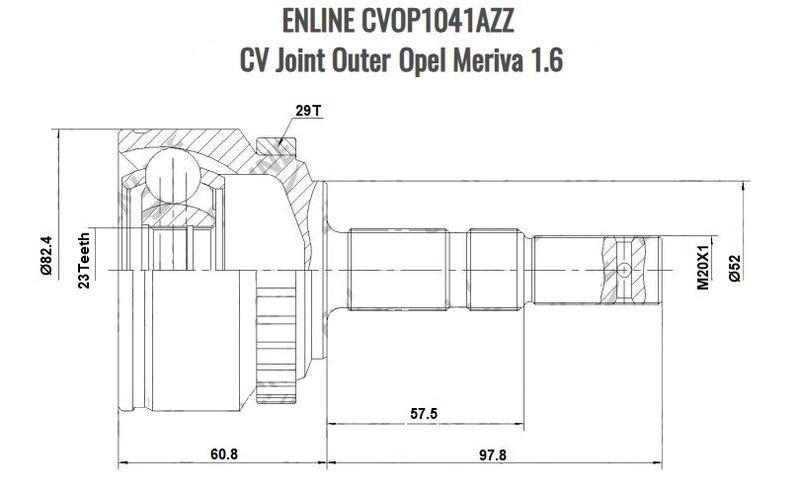 CV Joint Outer ENLINE Opel Meriva 1.6 CVOP1041AZZ