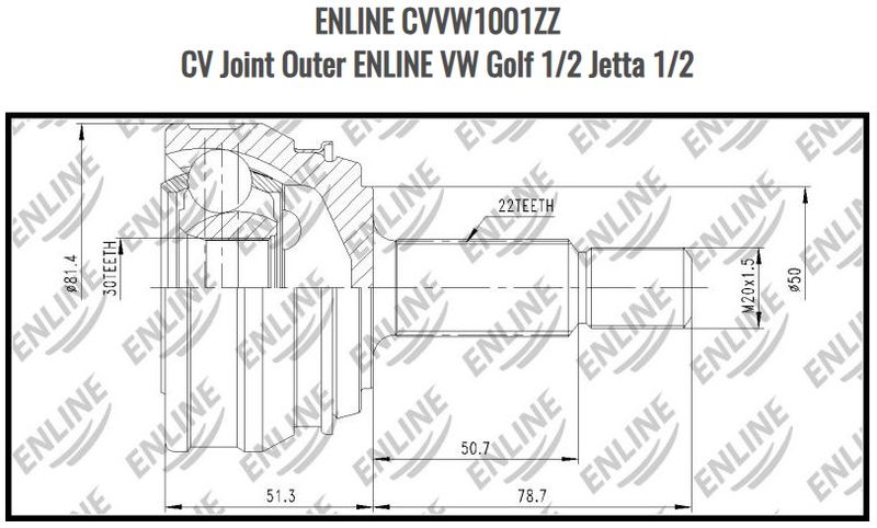 CV Joint Outer ENLINE VW Golf 1/2 Jetta 1/2 CVVW1001ZZ