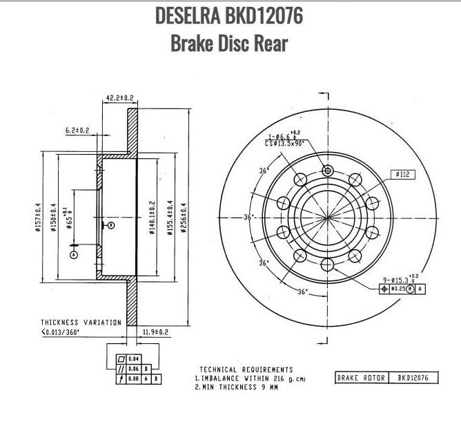 Brake Disc Rear BKD12076
